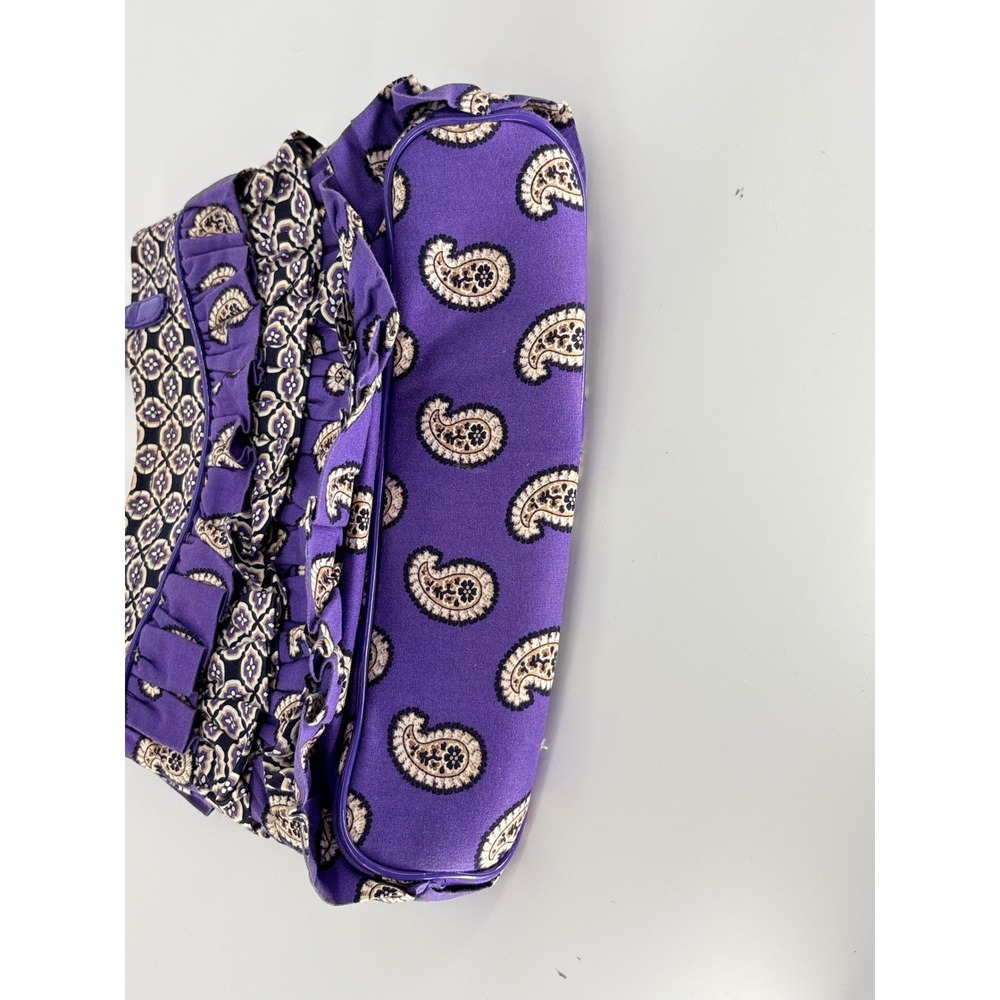 Vera Bradley Purple Paisley Ruffled Handbag Quilted Shoulder Tote Wallet Set - Picture 4 of 10